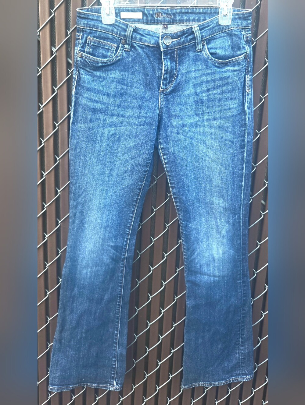 Low Rise Kate Bootcut KUT from the Kloth Embroidered Button Flap Pocket Jeans